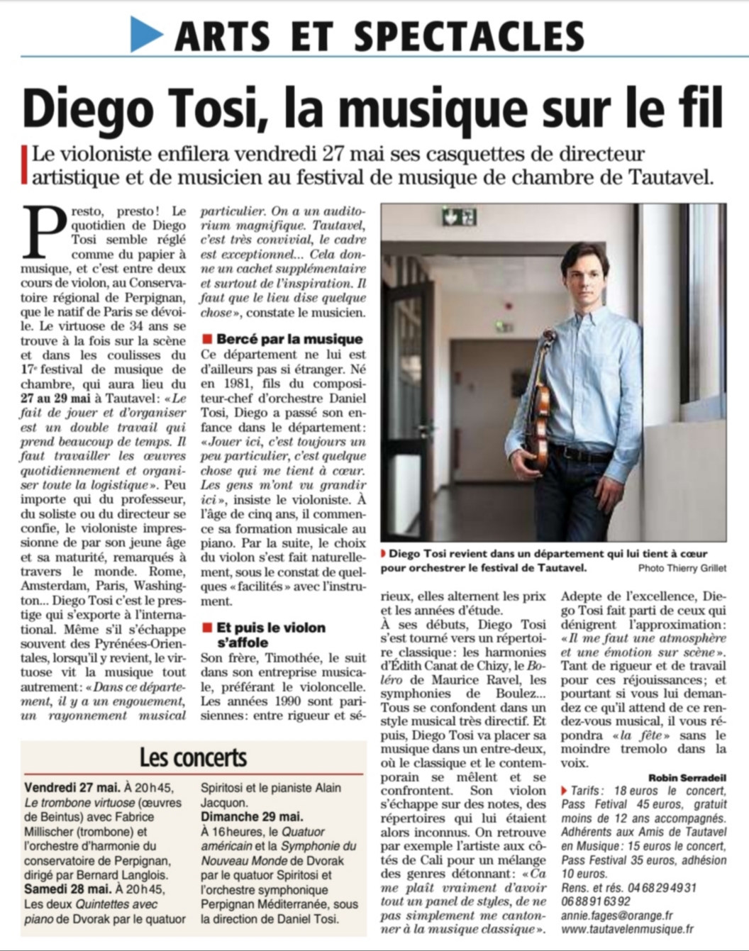 Diego Tosi, la musique sur le fil